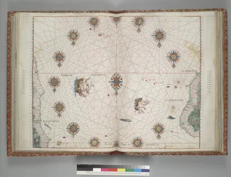 Vallard Atlas 1547 6 Brazilië Afrika Atlantische Oceaan